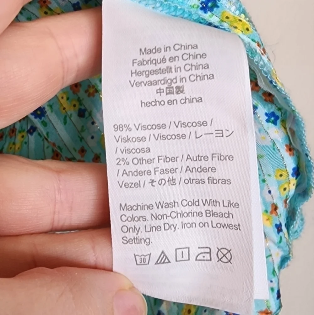 J. Crew Aqua Floral Field  Day Print Ruffle Blouse L